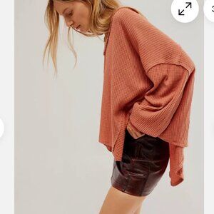 Free People NWT We The Free Coraline Waffle V-Neck Thermal (Sz S, AutumnGlaze)